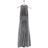 Marina Pleated Midi Dress In Silver
