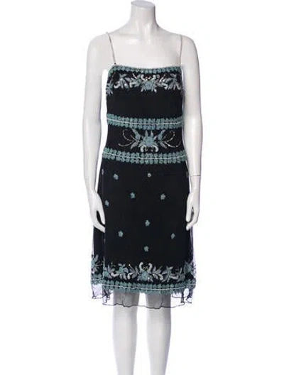 Pre-owned Marina Printed Knee-length Dress In Black