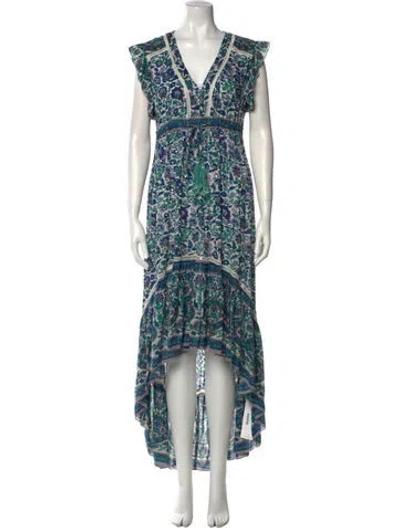 Pre-owned Marina Printed Long Dress In Multi