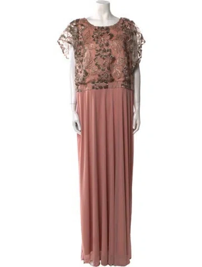 Pre-owned Marina Printed Long Dress In Pink