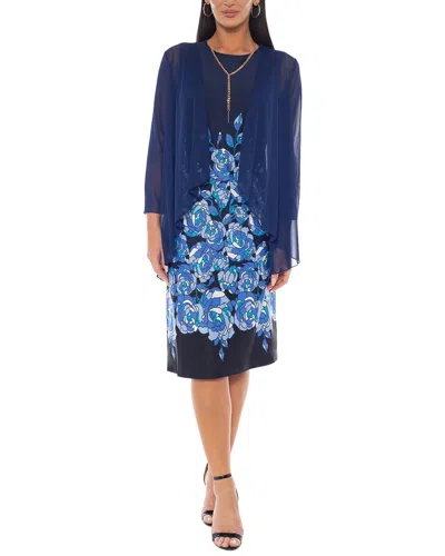 Marina Printed Midi Dress In Blue