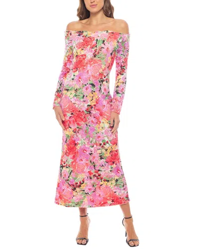 Marina Printed Midi Dress In Pink