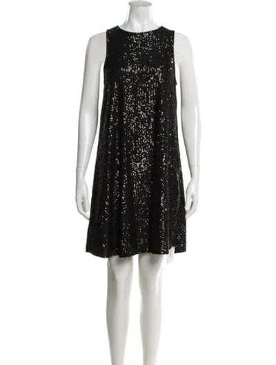 Pre-owned Marina Printed Mini Dress In Black