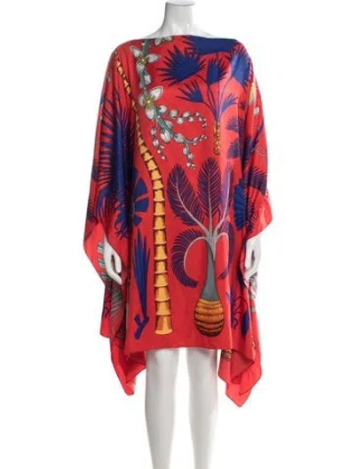 Pre-owned Marina Printed Mini Dress In Red