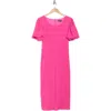 Marina Puff Sleeve Scuba Dress In Pink