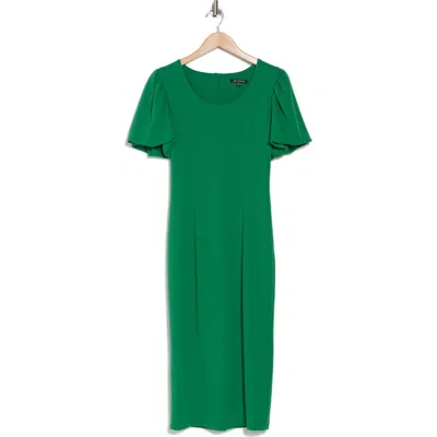 Marina Puff Sleeve Scuba Dress In Green
