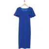 Marina Puff Sleeve Scuba Dress In Blue