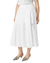 Marina Rinaldi Cremona Embroidered Cotton Midi Skirt In Optical White