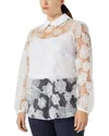 Marina Rinaldi Godezia Embroidered Lace Shirt In Optical White
