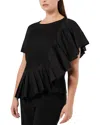 Marina Rinaldi 1a Uscita Ribelle Flounce Tee In Black