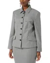 Marina Rinaldi Teglia Houndstooth Virgin Wool Twill Jacket In Black White