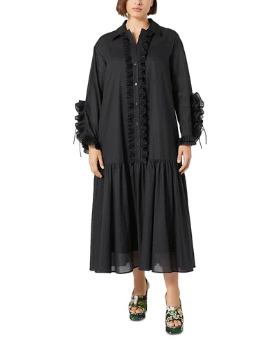 Marina Rinaldi 2a Uscita Cupola Pleated Sleeve Dress In Black