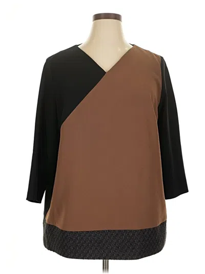 Pre-owned Marina Rinaldi 3/4 Sleeve Blouse In Brown