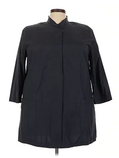Pre-owned Marina Rinaldi 3/4 Sleeve Button Down Shirt In Black