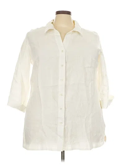 Pre-owned Marina Rinaldi 3/4 Sleeve Button Down Shirt In Ivory