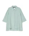 Marina Rinaldi A Uscita Florida Linen Shirt In Sage Green