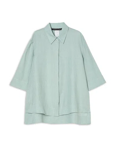 Marina Rinaldi A Uscita Florida Linen Shirt In Sage Green