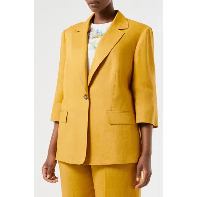 Marina Rinaldi Abadel One Button Linen Blazer In Yellow