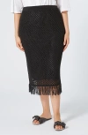 Marina Rinaldi Alca Open Stitch Midi Sweater Skirt In Black