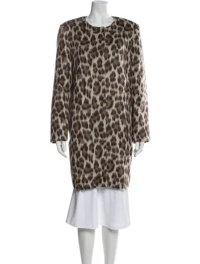 Pre-owned Marina Rinaldi Alpaca Animal Print Fur Coat In Brown