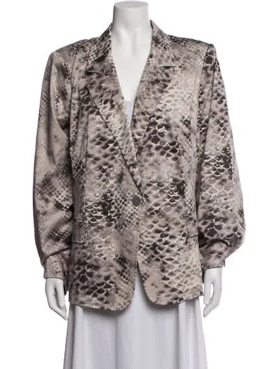Pre-owned Marina Rinaldi Animal Print Blazer In Grey