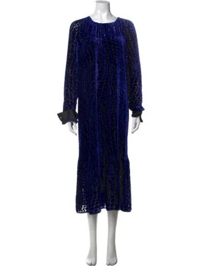 Pre-owned Marina Rinaldi Animal Print Long Dress In Blue