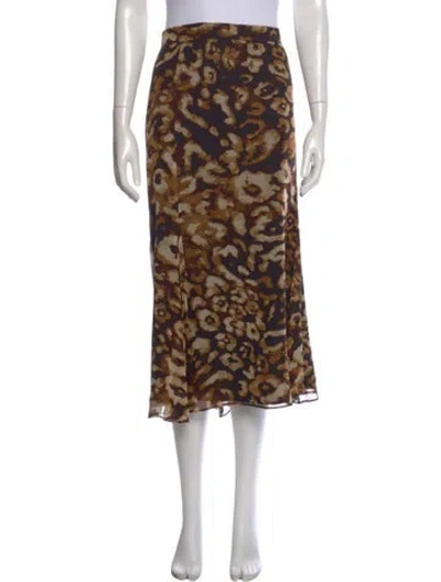 Pre-owned Marina Rinaldi Animal Print Midi Length Skirt In Brown