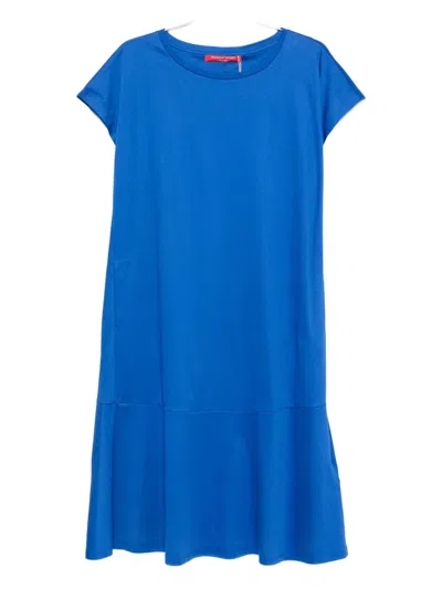 Marina Rinaldi Ara Short-sleeve Tiered Dress In Blue