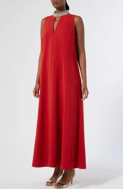 Marina Rinaldi Arte Crystal Detail Swing Dress In Red