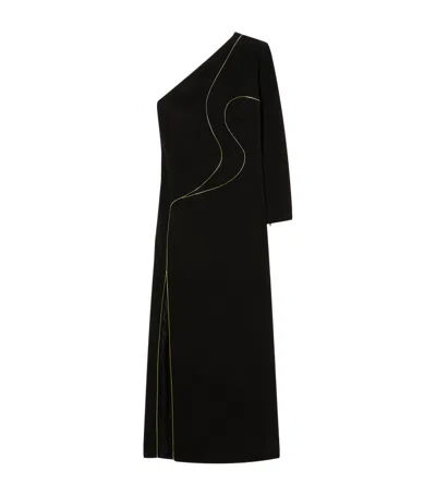 Marina Rinaldi Asymmetric-shoulder Maxi Dress In Black