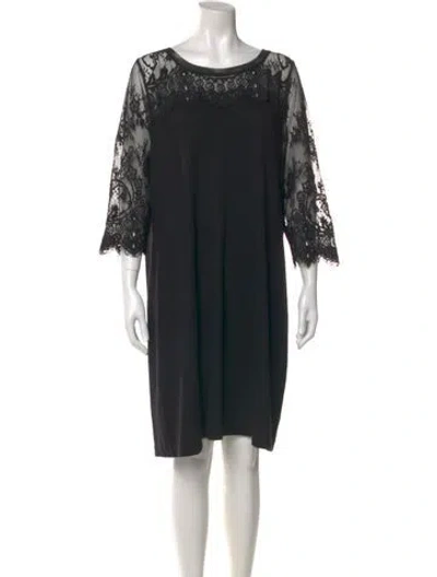 Pre-owned Marina Rinaldi Bateau Neckline Knee-length Dress In Black