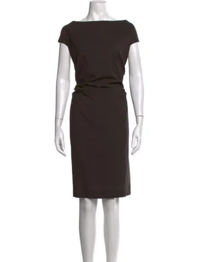 Pre-owned Marina Rinaldi Bateau Neckline Knee-length Dress In Brown