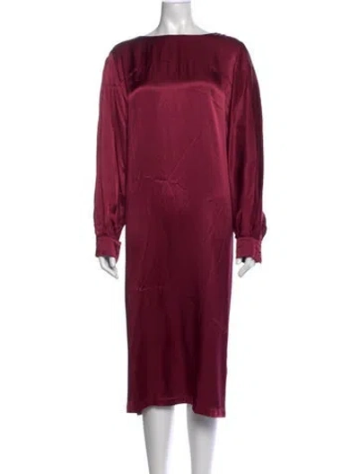 Pre-owned Marina Rinaldi Bateau Neckline Knee-length Dress In Burgundy