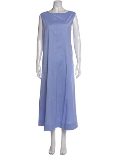 Pre-owned Marina Rinaldi Bateau Neckline Long Dress In Blue