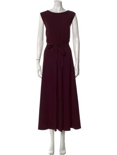 Pre-owned Marina Rinaldi Bateau Neckline Long Dress In Burgundy