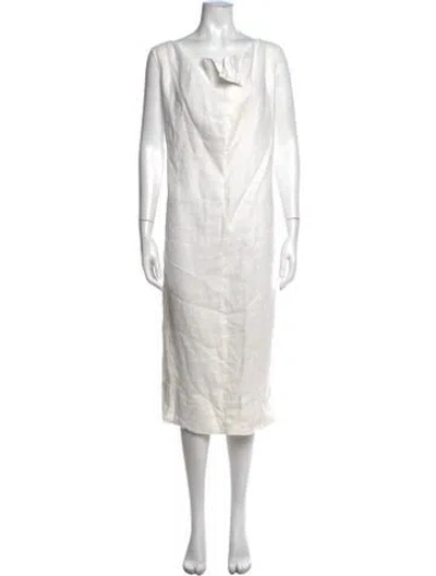 Pre-owned Marina Rinaldi Bateau Neckline Long Dress In White