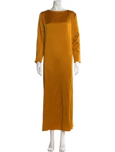 Pre-owned Marina Rinaldi Bateau Neckline Long Dress In Yellow