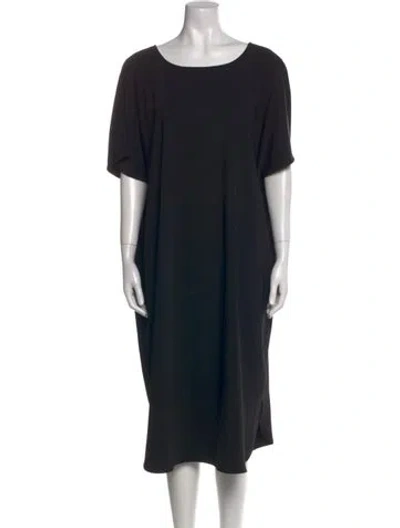 Pre-owned Marina Rinaldi Bateau Neckline Midi Length Dress In Black