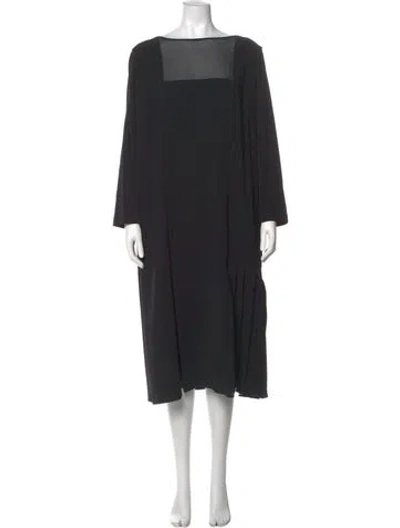 Pre-owned Marina Rinaldi Bateau Neckline Midi Length Dress In Black