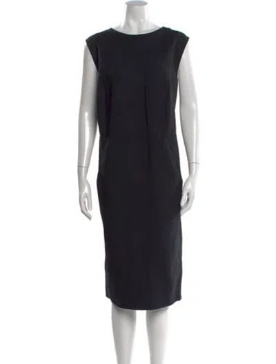 Pre-owned Marina Rinaldi Bateau Neckline Midi Length Dress In Black