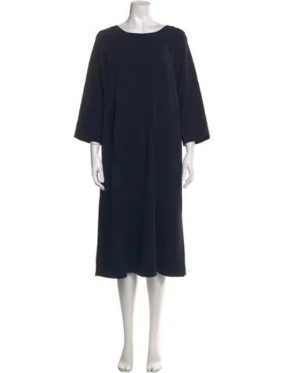 Pre-owned Marina Rinaldi Bateau Neckline Midi Length Dress In Blue