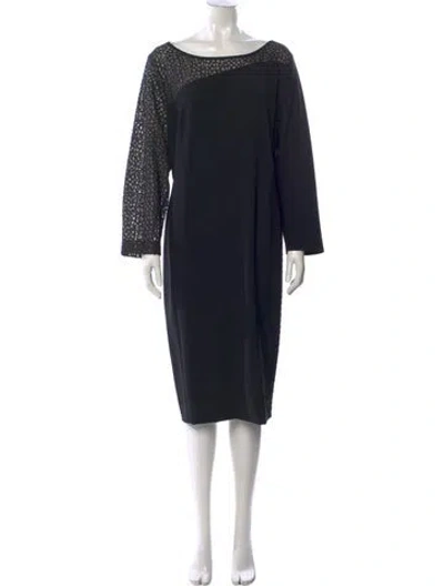 Pre-owned Marina Rinaldi Bateau Neckline Midi Length Dress In Blue