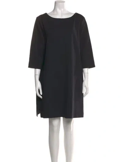 Pre-owned Marina Rinaldi Bateau Neckline Mini Dress In Black