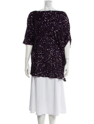 Pre-owned Marina Rinaldi Bateau Neckline Short Sleeve Top W/ Tags In Purple