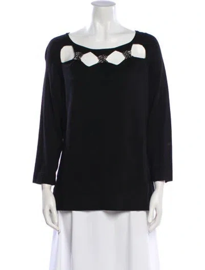 Pre-owned Marina Rinaldi Bateau Neckline Sweater W/ Tags In Black