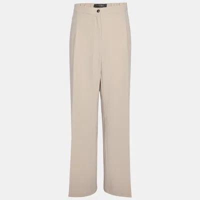 Pre-owned Marina Rinaldi Beige Jersey Trousers L In Sand