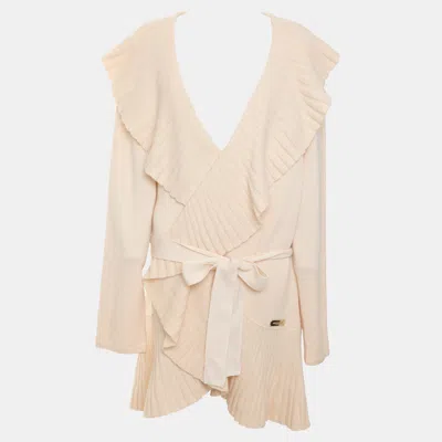 Pre-owned Marina Rinaldi Beige Rib Knit Cape L In Sand