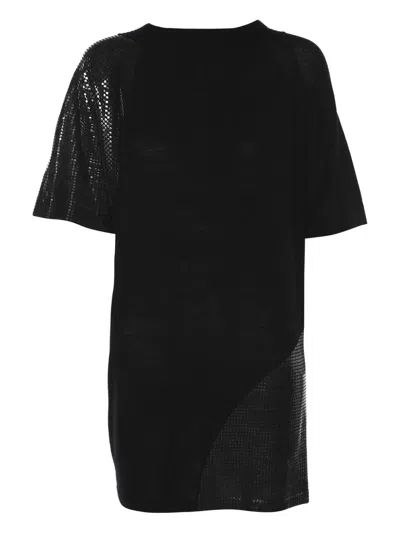 Pre-owned Marina Rinaldi Sequin-embellished Neck-tie Top In Black