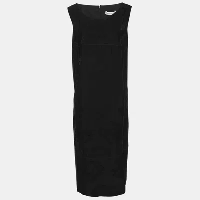 Marina Rinaldi Black Brocade Nylon Sleeveless Midi Dress