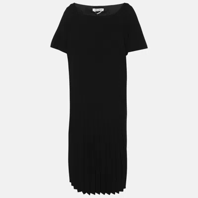 Pre-owned Marina Rinaldi Black Crepe Pleated Dress L